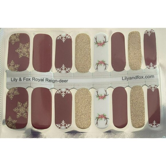 Lily & Fox Nail Polish Wraps Royal Reign-Deer & Blue Snowflake Designs Set Of 2 - Picture 2 of 6